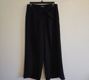 Express Black Wide-Leg Pants with Tie-Front